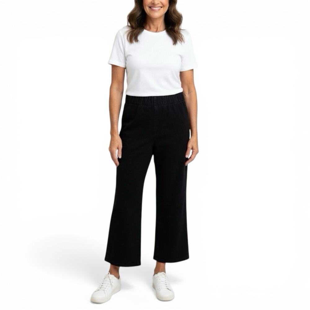 Soft Surroundings Women's Black Pull On Elastic Waist Bootcut Jeans sz M